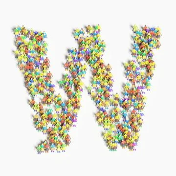 Graphic of people lined in the form of "w" (3D illustration) 스톡 일러스트