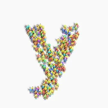 Graphic of people lined in the form of "Y" (3D illustration) Stock Illustration
