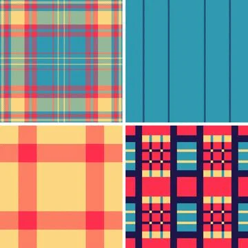 Graphic plaid pattern set craft cutting. Clear tartan layouts assist plotters Ilustración de archivo