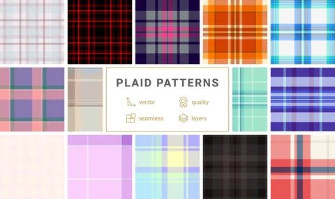 Graphic plaid pattern set craft cutting. Clear tartan layouts assist plotte.. Ilustración de archivo