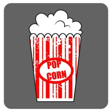 Graphic pop corn. Large box of cinema pop corn. American fast food. junk food Stock Illustration