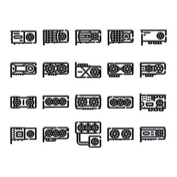 Graphic processing unit icons creating a technology collection Stock Illustration