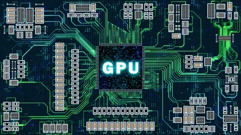 Graphic processing unit working with different circuit board components ani.. Stock Footage 253554412