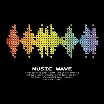 Graphic Rainbow circles logo Equalizer on black Stock Illustration