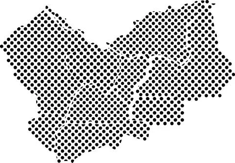 Graphic representation of an abstract halftone dotted pattern forming a geo.. Stock Illustration