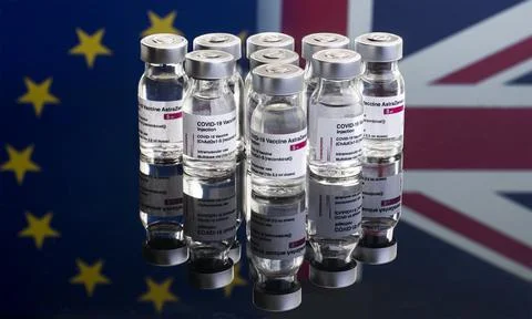Graphic representation of the conflict between the eu and the united kingdom Stock Photos