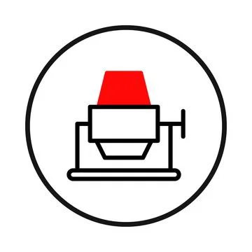 Graphic representation of construction equipment, red element on geometric .. Stock Illustration
