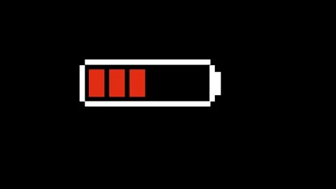 Graphic representation of low battery level icon on black background. Low b.. Stock Footage 337567428
