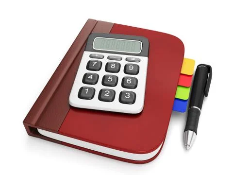 Graphic representation of a notepad and calculator. notebook with calculator  Stock Illustration