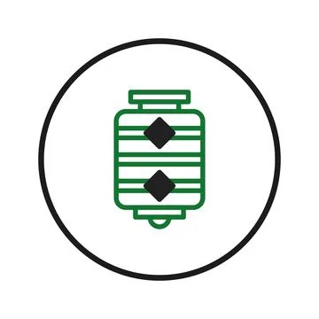 Graphic representation of an oriental lantern with linear details within a .. Stock Illustration