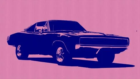 Graphic representation of a powerful old car Иллюстрация