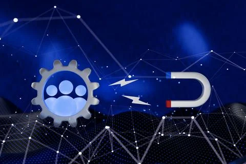 A graphic representation of teamwork and attraction Illustrazione stock