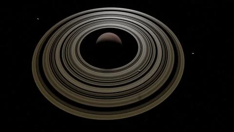 Graphic representation top view cousin planet saturn some moons orbit Stock Illustration