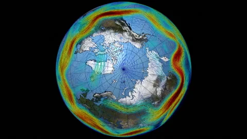 Graphic representation of winds on the surface of the planet Earth. The Polar 库存影片 122682647