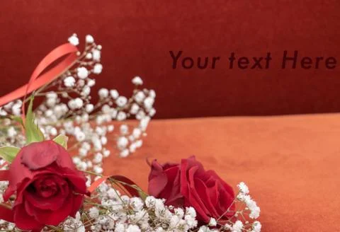 Graphic resource "Your text here" red background with flowers Stock Photos