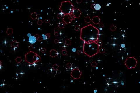 A graphic of rising hexagon shape and glitter Stock Illustration