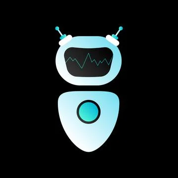 Graphic Robot on Black Background. Isolated Design Element Stock Illustration