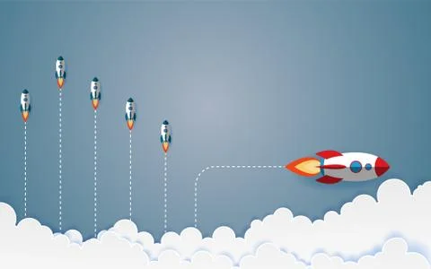The graphic of rocket also represents the concept of courage Think differ Stock Illustration