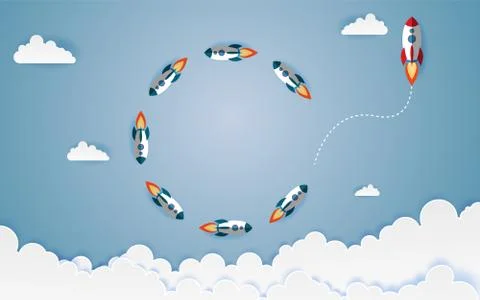 The graphic of rocket also represents the concept of courage Think differ Stock Illustration