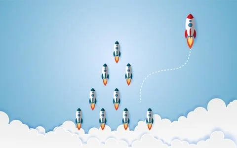 The graphic of rocket also represents the concept of courage Think differ Stock Illustration