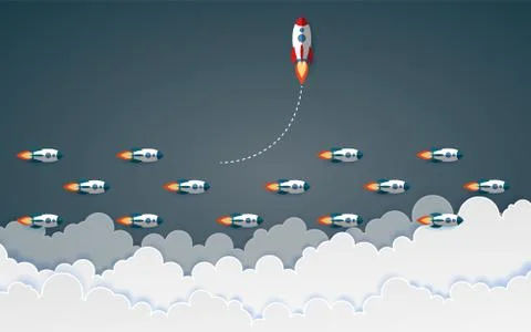The graphic of rocket also represents the concept of courage Think differ Stock Illustration