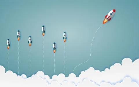 The graphic of rocket also represents the concept of courage Think differ Stock Illustration
