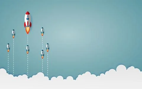 The graphic of rocket also represents the concept of courage Think differ 스톡 일러스트