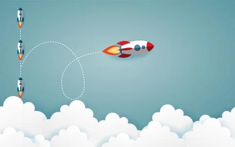 The graphic of rocket also represents the concept of courage Think differ 스톡 일러스트