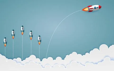 The graphic of rocket also represents the concept of courage Think differ 스톡 일러스트