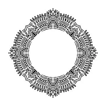 Graphic round frame mandala abstract isolated in white background..Boho indian Stock Illustration