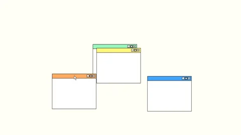 Graphic screen animation of windows moving and organizing Stock Footage 346540095