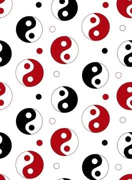 Graphic seamless pattern with yin yang symbol. Vector elements on transparent 스톡 일러스트
