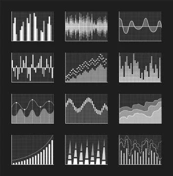 Graphic Set on Black Poster Vector Illustration 스톡 일러스트