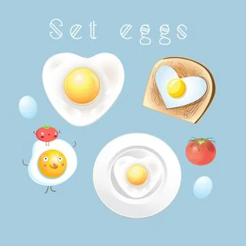 Graphic set of different tasty scrambled eggs Illustrazione stock