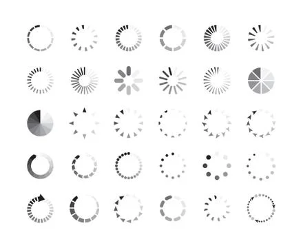 Graphic set of progress loaders circle icons vector illustration isolated. 스톡 일러스트
