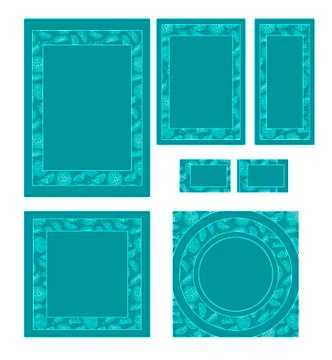 Graphic set with template frames in different formats such as A4, A5, rsvp ca Stock Illustration
