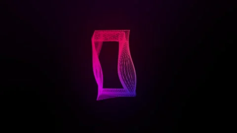 A graphic shining 3D polygon with echo elements. Backlight, Glow, neon, rotation Stock Footage 270169524