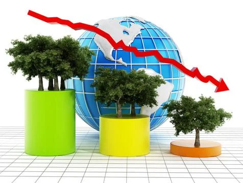 Graphic showing the decrease of tree population on earth. Graphic with sho... 写真素材
