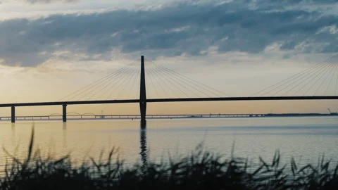 Graphic silhouette of a bridge. Video stock 263803480