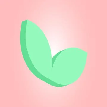 Graphic Simple Leaves concept. Three-dimensional isolated Green Plant Stock Illustration
