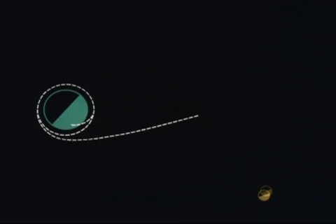 Graphic simulation of rocket trajectory and engine separation - 1969 Stock Footage 104335055