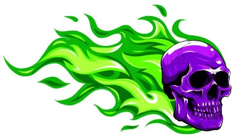 Graphic Skull Vector Image Template with Flames Stockillustratie