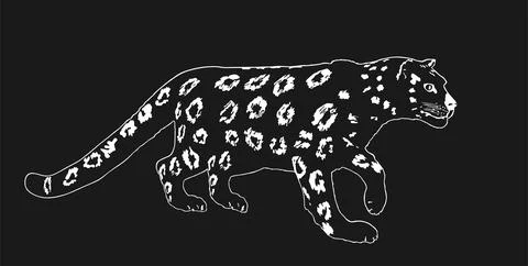 Graphic Snow leopard chasing vector illustration isolated Stock Illustration