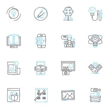 Graphic software linear icons set. Design, Illustration, Vector, Rendering Stock Illustration