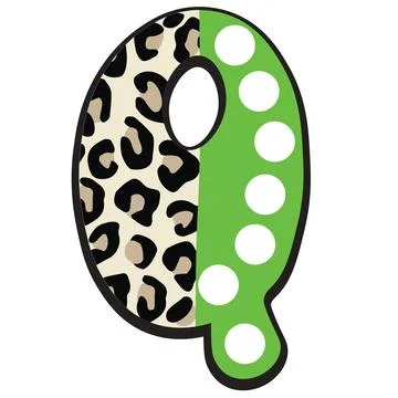 A graphic split pattern illustration featuring letter q monogram with letter  Stock-Illustration