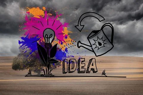 Graphic of spreading idea on dark countryside Stock Illustration