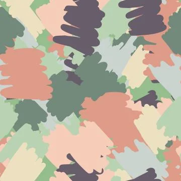 Graphic stylized seamless pattern with abstract spots. Hand drawn scribble fi Stock Illustration