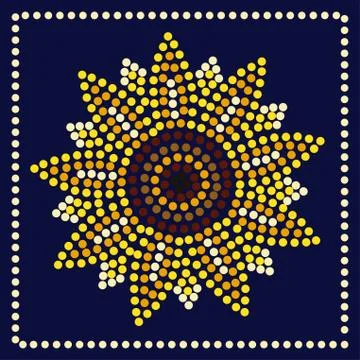 Graphic sunflower in dots Stock Illustration
