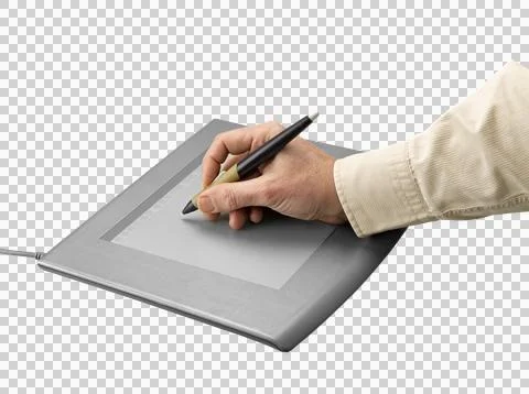 Graphic tablet and hand (clipping path) Stock Photos
