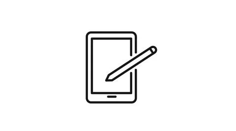 Graphic tablet and stylus icon 库存插图